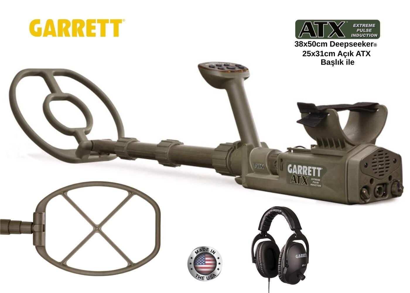 Garrett ATX Dedektör (20'' Deepseeker ve 10''x12'' DD Açık Tip Başlık İle)