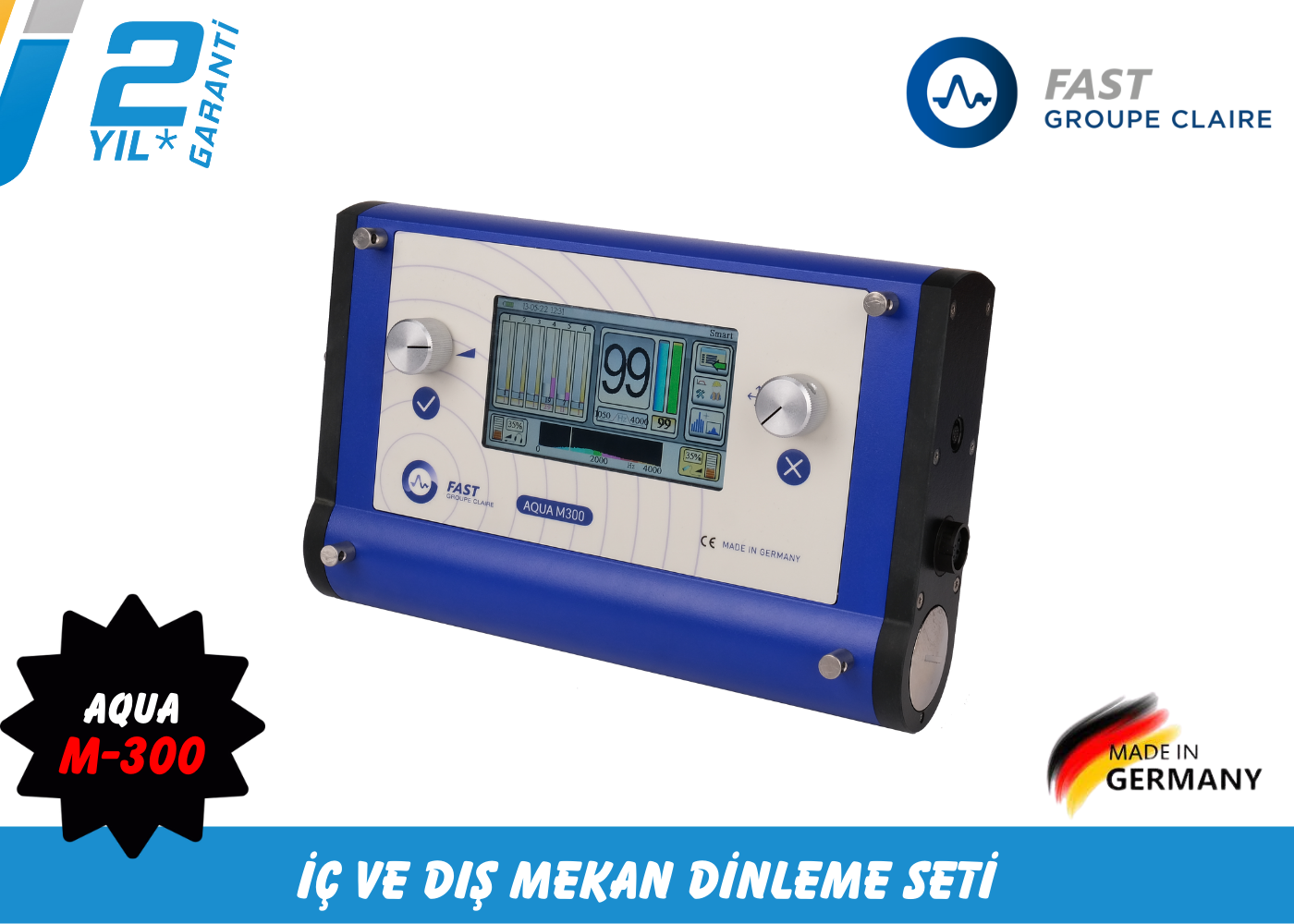 Fast Aqua M300 Su Kaçak Tespit Cihazı (İç-Dış Mekan Dinleme Seti)