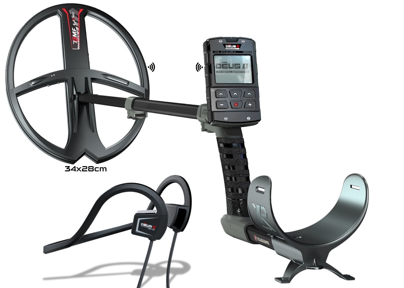 XP Deus 2 Dedektör (Ana Ünite, BH-01 Kemik İletimli Kulaklık ve 34X28CM FMF Başlık ile)