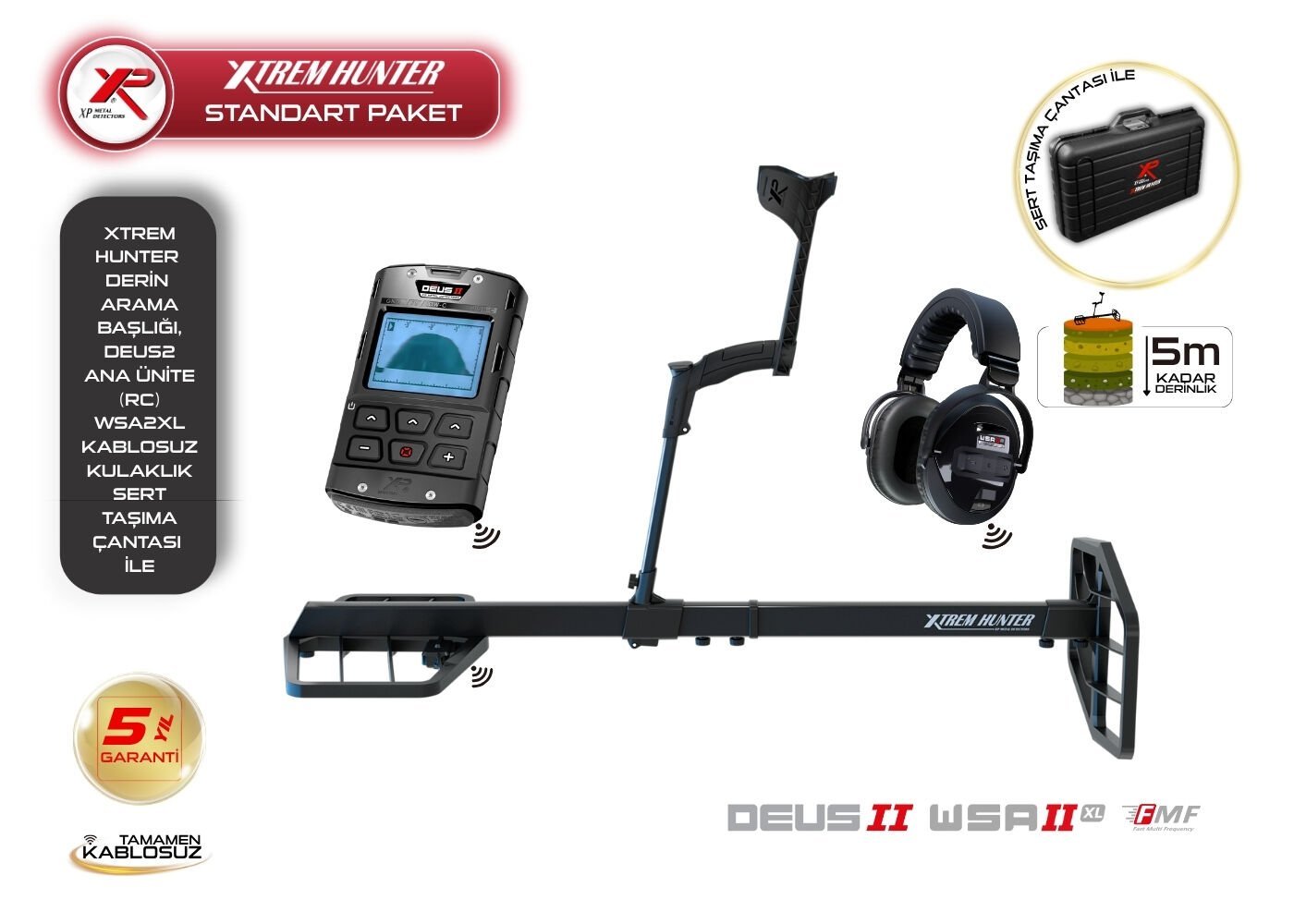 Xtrem Hunter Dedektör-XTR-115 Başlık, DEUS 2 Ana Kontrol Ünitesi ve WSA2XL Kulaklık