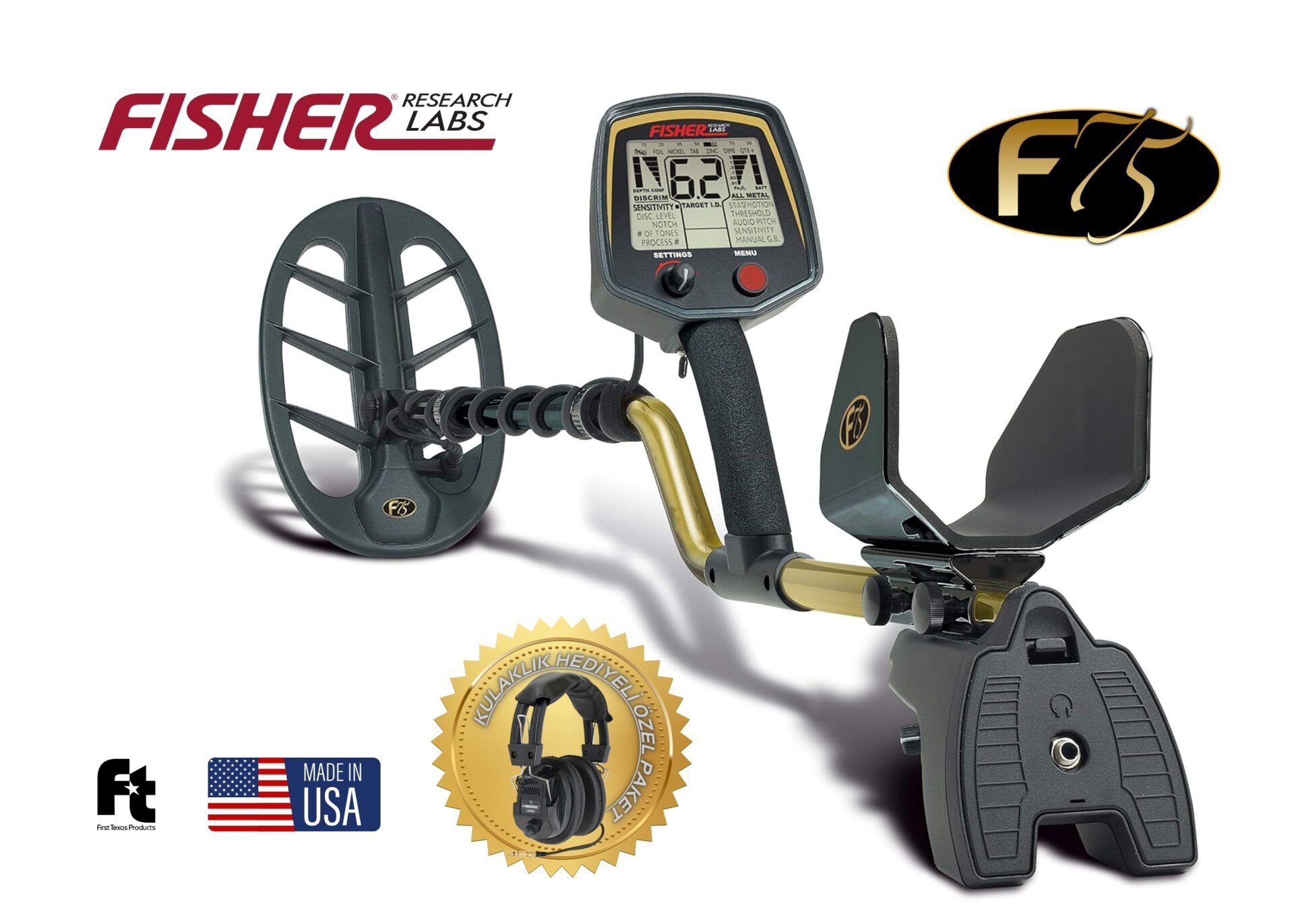 FISHER F75+ - 28cm DD Başlık İle Define Dedektörü