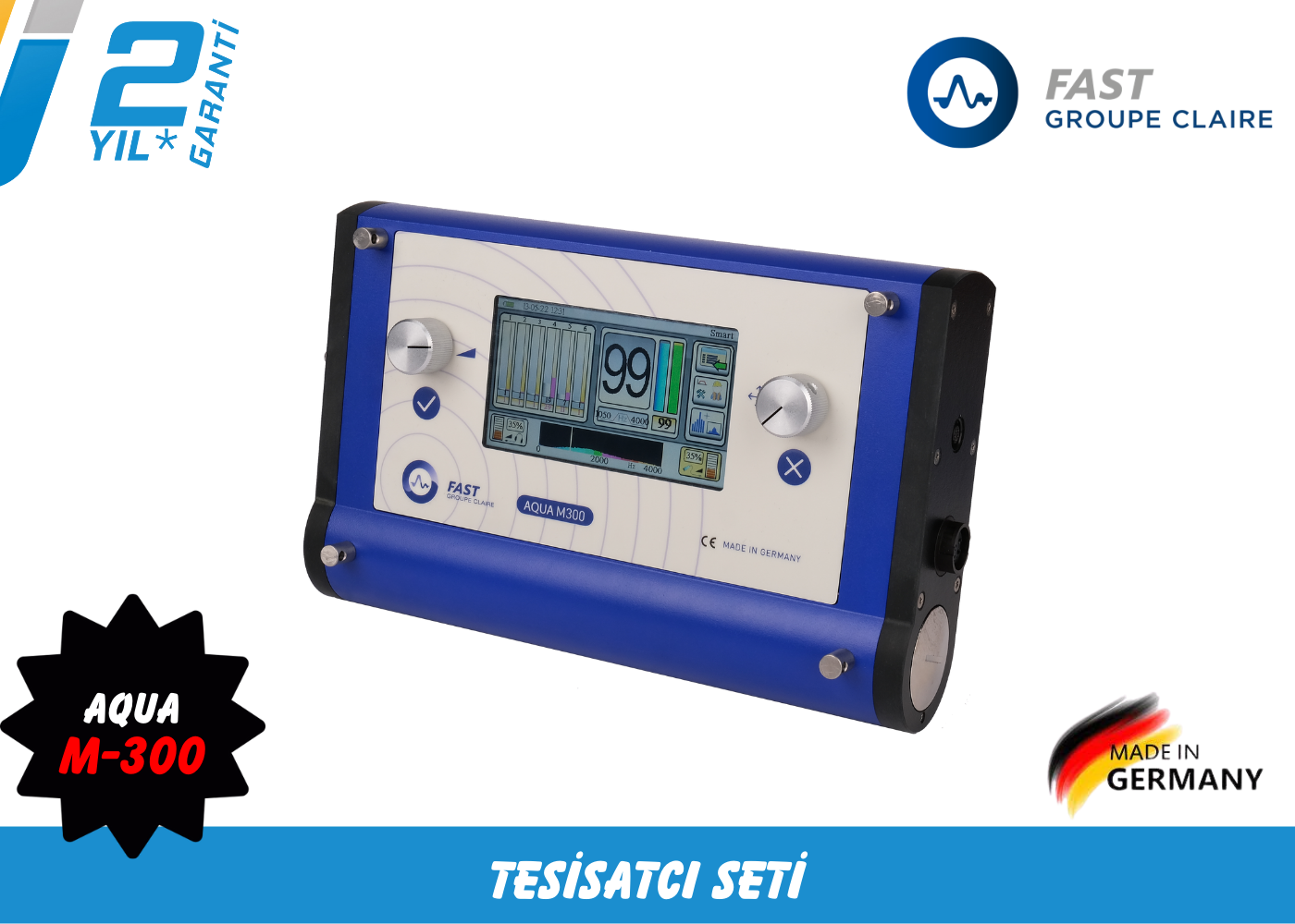 Fast Aqua M300 Su Kaçak Tespit Cihazı (İç Mekan Dinleme Seti-Tesisatcı Özel Set)