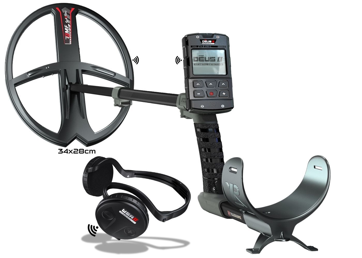 XP Deus 2 Dedektör (Ana Ünite, WSA2 Kablosuz Kulaklık ve 34X28CM FMF Başlık ile)